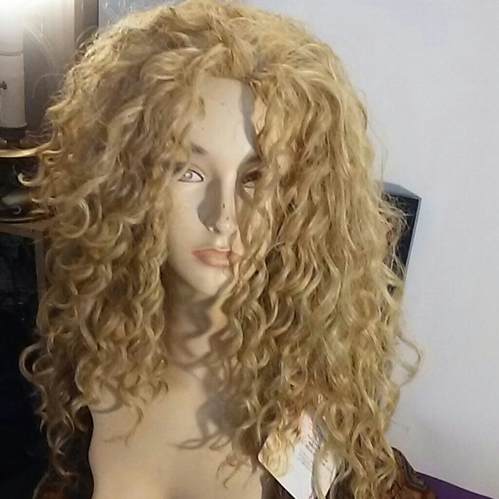 Ladies long curly wig 2 tone